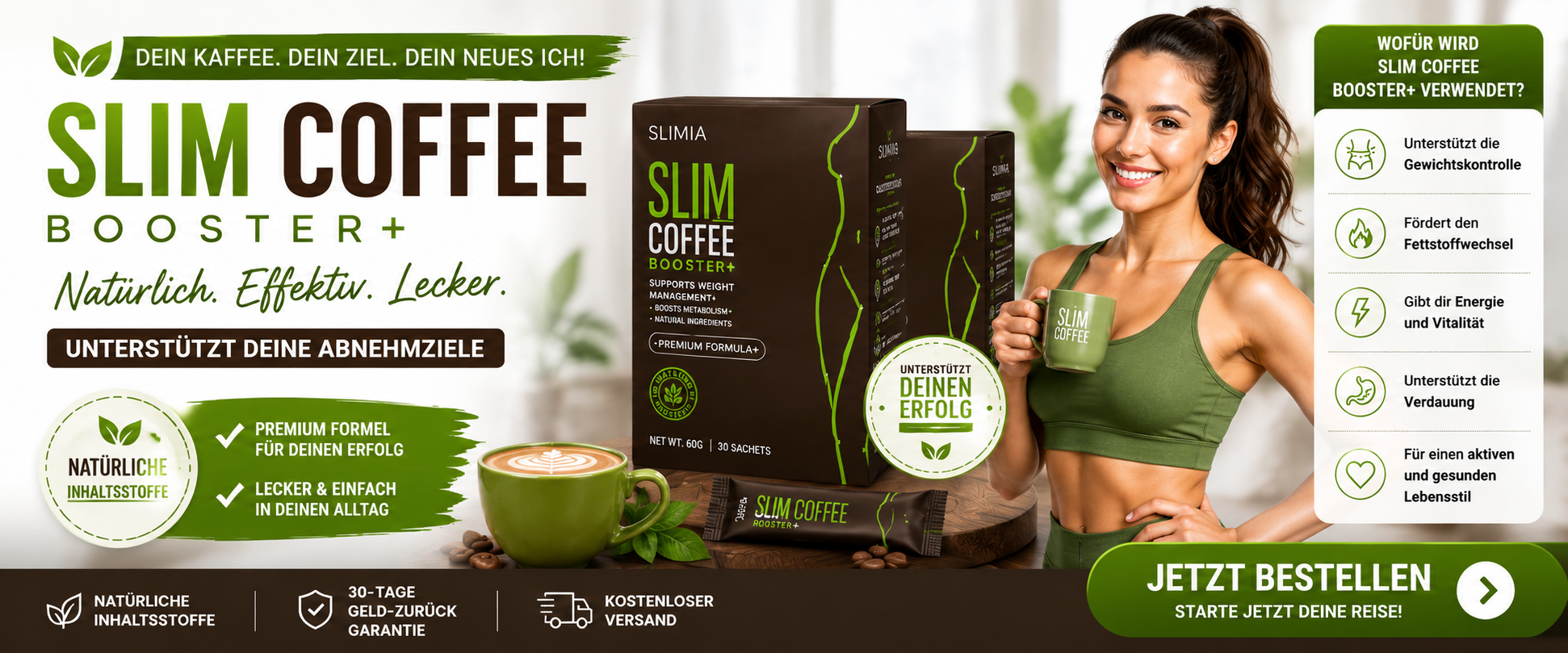 Slim Coffee Booster premium formula with coffee cup